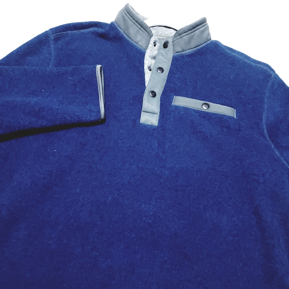 GH Bass Men's Fleece Blue Quarter Snap Pull-over Size XL